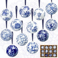Cindeer 12 Pcs Blue and White Christmas Porcelain Balls, Elegant Style by Cindeer