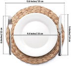 Round Woven Placemats Set of 4, Natural Water Hyacinth Place Mats, Boho Wicker Placemats, Table Mats for Dining Table (13.8 inch) by YANGQIHOME - Image 6