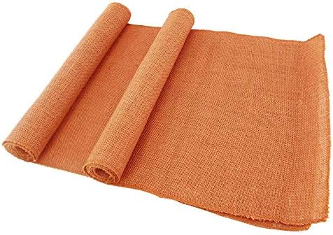 BambooMN Pumpkin 15" x 88" Vintage Burlap Table Runner for Rustic Wedding Bridal Shower Bachelorette Graduation Party Table Decor Decorations, 6 Pieces by BambooMN