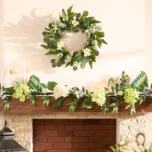 Valery Madelyn Collapsible St. Patrick's Day Door Wreath with Light, Spring Wreath with Shamrock Clover Ornaments for Table Centerpiece, Prefect Gift and Decoration for Irish Festival Party-24'' - Image 2