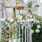 MAKHOT 2 Pcs Pink 6.6Ft Artificial Eucalyptus Garland with Fake Rose Flower Vine (Pink2) - Image 4