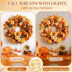 Fall Wreaths for Front Door Outside, Fall Door Wreath, 20 Inch - Image 6