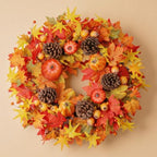 Fall Wreaths for Front Door 24 Inch Fall Wreath with Orange Pumpkins Pinecones Maple Leaves Large Berries Autumn Wreath for Thanksgiving Harvest Wall and Porch Farmhouse Decor - Image 7