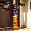 Halloween Welcome Sign for Porch, 47"x7.8" Ghost Pumpkin Front Door Decor by POXWYJI