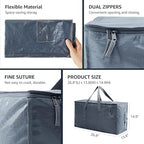 Moving Bags Heavy Duty Extra Large, Moving Boxes, Moving Supplies Essentials,Storage Bins with Lids, Plastic Packing Totes, Storage Bags for Clothes with Handles & Zippers(Grey, 6 Pack) - Image 7
