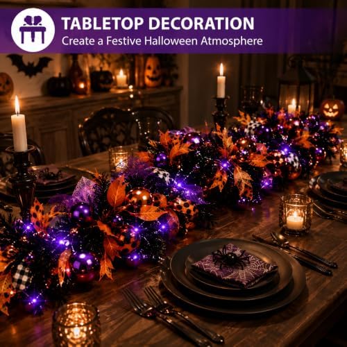 Riceshoot 6 ft Pre-lit Artificial Halloween Garland with LED Mixed Ball - Image 2