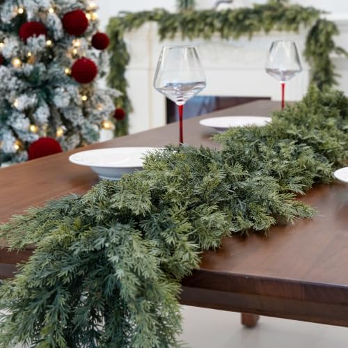 15FT Real Touch Artificial Cedar Garland for Christmas Decor - Image 2