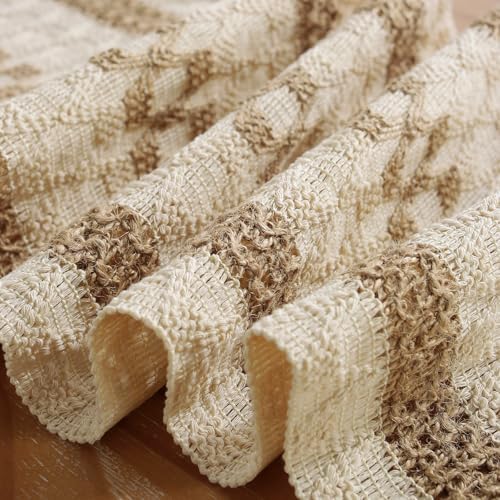 Niviy Boho Table Runner with Tassels 12 x 132 Inches Long, Cream & Brown Rustic Farmhouse Table Runner with Tassels for Home Kitchen Holiday Party and Wedding Decor Runner - Image 5
