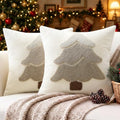 Artscope Chenille Christmas Tree Throw Pillow Covers 20x20 Set of 2-Beige by Artscope