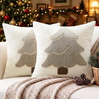 Artscope Chenille Christmas Tree Throw Pillow Covers 20x20 Set of 2-Beige by Artscope