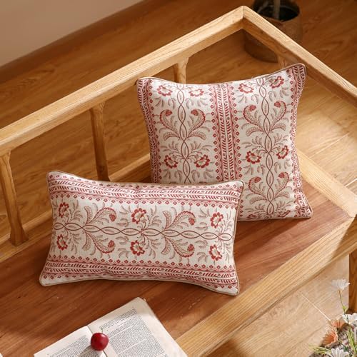 ISAENNE Designer Linen Throw Pillow Cover,Set of 2,20"x12"-Chamonix A - Image 6