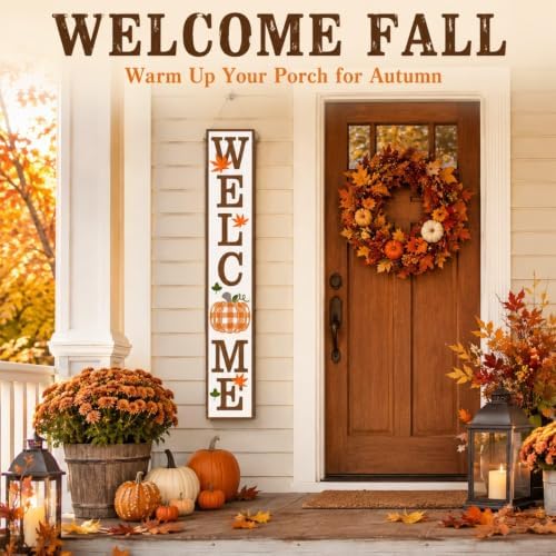 One-Piece Reversible Fall Christmas Welcome Sign, Porch Decor - Image 5