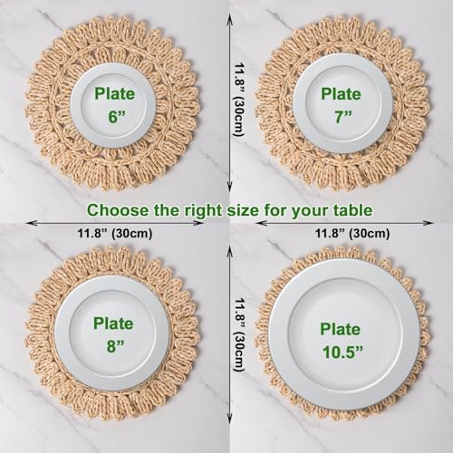 11.8" Set of 6 Round Woven Corn Husk Placemats by Laquedecraft - Image 3