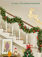 Christmas Garland with Lights, 9Ft Prelit Garland, 8 Light Modes & Timer - Image 5