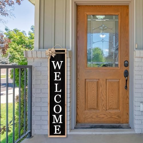 TQianJiang Outdoor 2in1 Welcome Sign for Front Porch Standing 45"X9" Wood - Image 3