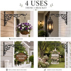 Landhoow 4 Pcs 15.6" Cast Iron Hanging Outdoor Wall Hanger, Black - Image 7