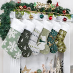 LUBOT Set of 6 Pack Christmas Stockings Applique Sequin Embroidery Craft Mix Plush Classic Rustic Large Family Xmas Stocking Set Fireplace Hanging Holiday Decor by LUBOT