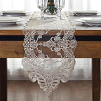 Lace Table Runner Dresser Scarf, Macrame Floral Embroidered Vintage Exquisite Floral Table Runners for Dining Wedding Holiday Party (Champagne, 10x98 inch) by Jeloris