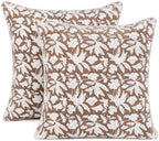Ridhi Block Print Oak Brown Cotton Pillow Cover 24" x 24" (Set of 2) by Ridhi