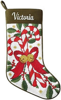 Let's Make Memories Personalized Needlepoint Christmas Stocking - Embroidered Family Stockings - Old-Fashioned Christmas Décor - Mantel Décor - 8"x17" - Customized Embroidered Name - Candy Cane by LetsMakeMemories