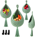 Honeydak 3 Hanging Baskets, Sage Green, Tassel, Cotton Rope by Honeydak
