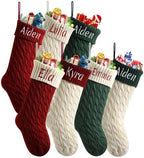 Personalized Christmas Stockings,Custom Embroidered Name & Monogram Knit Stockings for Kids,Family - Intertwined Cable Knit 18" Christmas Stocking for Fireplace Holiday Decor(6 Pack) by Infiher