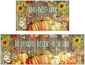 Fall Thanksgiving Pumpkin Kitchen Rugs Set of 2, Hello Pumpkins and Sunflowers Thankful Farmhouse Floor Mats and Rugs Non Skid Washable for Kitchen Home Decor (17"x47"+17"x30") by Xsinufn