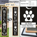 Outdoor Welcome Sign Front Porch Door Decor, 45"X9" Wood Black - Image 2