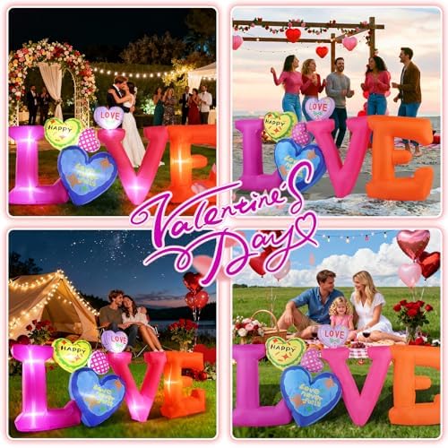 8.2FT Long Valentines Day Inflatables Outdoor Decorations - Blow up Valentine's Day Love Letters Yard Decor, Built-in LED Lights Romantic Holiday Decoration for Wedding Lawn Garden Party - Image 2