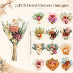 12/24PCS Handmade Dried Flower Bouquet with Stems Natural Dried Wildflowers 7.5” Mini Dry Flowers for Vase Farmhouse Decor, Wedding Styling, Photography Props, Gift DIY(24pcs, Gerbera Daisy) - Image 2