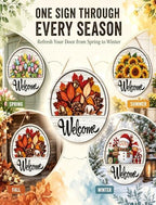 Interchangeable Welcome Sign for Front Door, 12 Inch Wood Hanging Sign，setA - Image 4