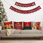 YeeJu Set of 4 Christmas Decorative Throw Pillow Covers Christmas Holiday Velvet Pillow Cases Xmas Red Green Cushion Covers Outdoor Sofa Home Bed Decor Home Decorations 26x26 Inch - Image 6