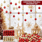 Shappy 216 Pcs Mini Christmas Ball Ornament 1.18 Inch,Red, Gold - Image 4