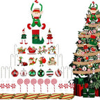 43 Pcs Elf Christmas Tree Decorations Elf Christmas Tree Hanging Ornaments Topper Candy Ball Pendant Red White Green Hanging Ornaments for Holiday Party Decoration by JaaMiin