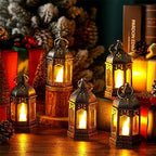Hortsun 24 Pcs Mini Halloween Lantern Centerpiece with LED Candle,Silver - Image 3