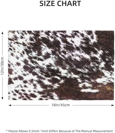 Cowhide Decorative Placemats, Farm Animal Brown Cowhide Print, Heat Resistant, Non-Slip, Washable Set of 6, 12x18 Inches - Image 2
