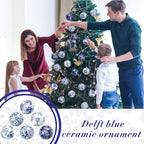 Cindeer 12 Pcs Blue and White Christmas Porcelain Balls, Elegant Style - Image 5