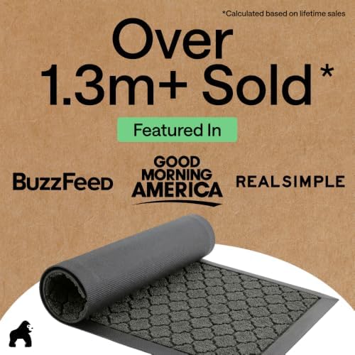 GORILLA GRIP WeatherMAX Door Mat, Indoor Outdoor, 72x24, Gray Quatrefoil - Image 4