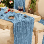 Dusty Blue Cheesecloth Table Runner 120inch Boho Gauze Home Decor by Playieer