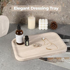 Karibiber Marble Vanity Tray, Bathroom Tray Countertop, Decorative Dresser Organizer, Perfume, Jewelry Holder, Beige Stone Serving for Kitchen Sink Storage(MOCA Cream) - Image 4