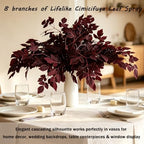 8pcs 24in Artificial Cimicifuga Plum Leaves Stem Fall Autumn Harvest Decor - Image 2