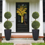 Worth Garden 21" H Tall Planters 2 Pack - 14'' Dia Resin Large Round Black Flower Pots for Outdoor Plants Trees - Imitation Stone Finish Plastic Indoor Front Porch 9 Gallon Decorative Container Patio - Image 5