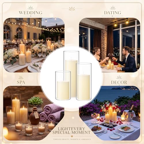 Shihanee 36 Pillar Candles,3'' X 5.9", 7.9", 9.8",Clear,Ivory - Image 4