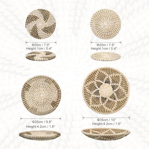 uxcell 4pcs Bohemian Wall Basket Decor Set Hanging Woven Wall Basket - Image 4