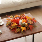 MIZII Fall Wreaths for Front Door 19 inch Yellow Fall Wreath with Artificial Maple Leaves Pumpkin Autumn Leaf Thanksgiving Halloween Harvest Door Decorations for Wall Porch Home Decor (Yellow) - Image 6