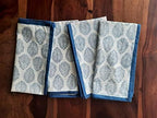 ATOSII Amalfi Blue 100% Cotton Fall Cloth Designer Dinner Napkins, Handblock Print, Washable Durable Linen for Everyday Use Wedding Parties Outdoors Christmas Thanksgiving I 20 X 20 Inches I Set of 4 by ATOSII