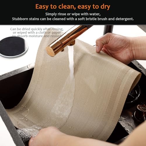 Khaki Vinyl Placemats Set of 12, Heat Resistant Table Placemats - Image 5