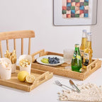 Rattan Rectangular Serving Tray with Handles, Hand-Woven Wicker Decorative Tray for Coffee Table,Vintage Boho Style Decor for Dining, Kitchen, Bathroom, Outdoor(17"x11.4"x1.9") - Image 4