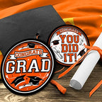 Graduation Party Supplies Dinnerware Set orange Disposable dinner paper plates dessert paper plates and Napkins for Congrats Grad Party Decorations, Serve 50 - Image 4