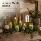 Homemory Sage Green Flameless Candles, Acrylic LED Pillar Candles with Remote Timer, Set of 9 - Image 2